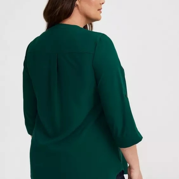 Torrid Botanical Garden Hunter Green Harper 3/4 Sleeve Tunic Top (Size 6) - Picture 5 of 16